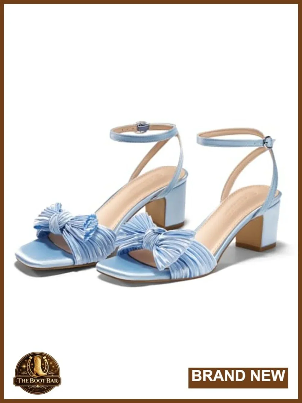 Satin Bow Heeled Sandals Open Toe Ankle Strap Low Block Heel Wedding Dressy